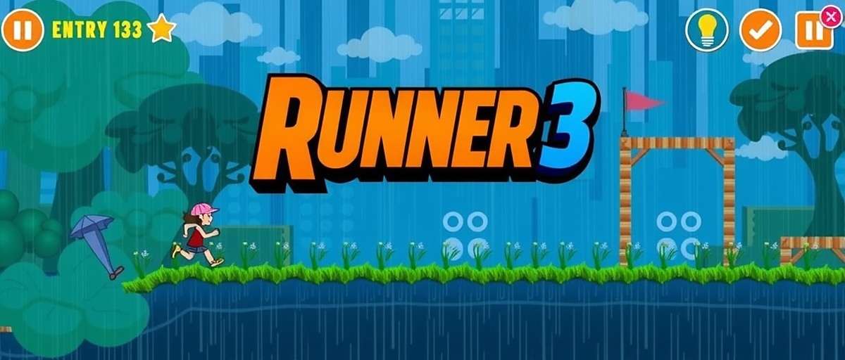 Runner 3 Monsoon event showing rainy environments and water-themed obstacles