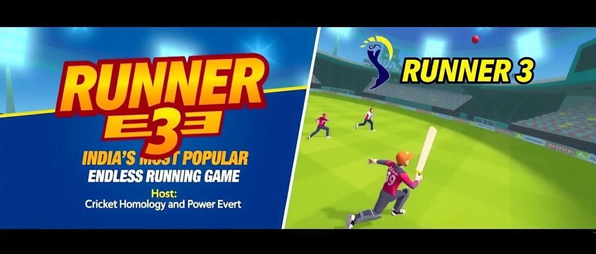Runner 3 IPL collaboration event showing cricket-themed obstacles and power-ups